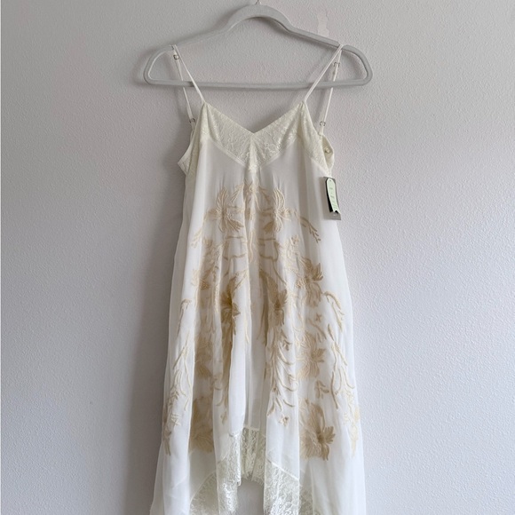 Anthropologie E by Eloise Maluku floral Embroidered Chemise lace Dress Ivory XS - Picture 10 of 10